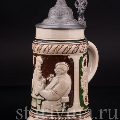 Старинная пивная кружка Мужество и сила, 1/2 л, Германия, перв. пол. 20 в.