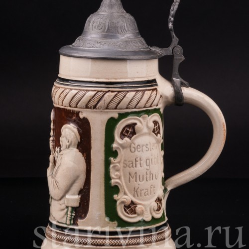 Старинная пивная кружка Мужество и сила, 1/2 л, Германия, перв. пол. 20 в.