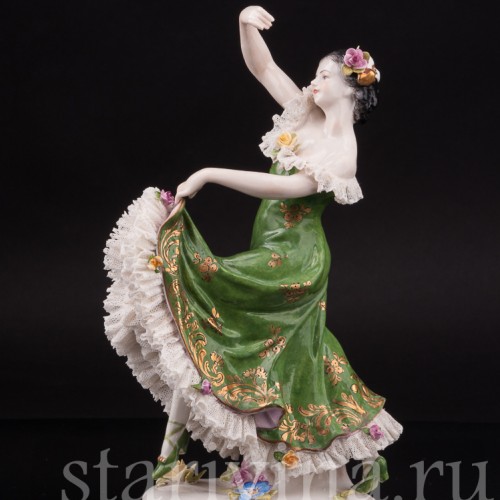 Фарфоровая статуэтка Испанская танцовщица, кружевная, Volkstedt, Германия, сер. 20 в.