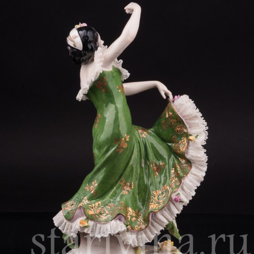 Фарфоровая статуэтка Испанская танцовщица, кружевная, Volkstedt, Германия, сер. 20 в.