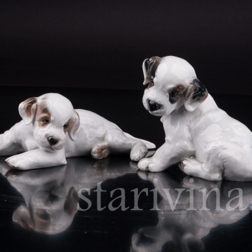 Статуэтка собаки из фарфора Лежащий щенок, Rosenthal, Германия, 1943 год.