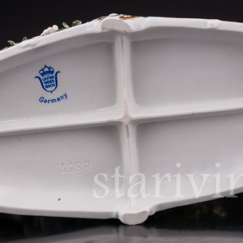 Фарфоровая статуэтка Пара с овечкой, кружевная, Unterweissbach, Германия, 1958-76 гг.