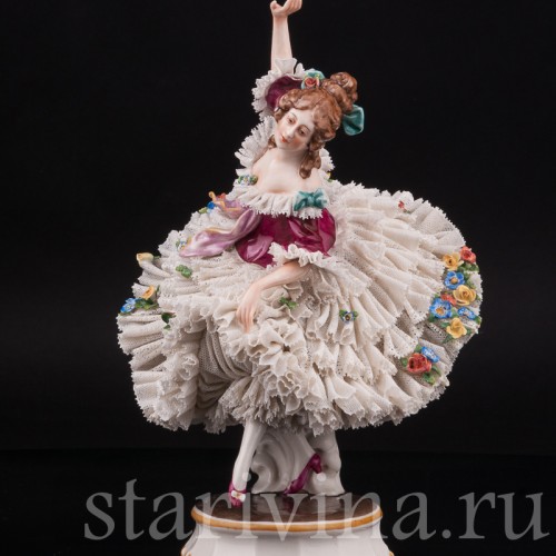 Фарфоровая статуэтка Танцовщица, кружевная, Ackermann & Fritze, Германия, пер. пол. 20 в.