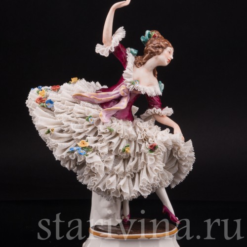 Фарфоровая статуэтка Танцовщица, кружевная, Ackermann & Fritze, Германия, пер. пол. 20 в.