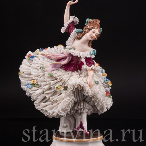 Фарфоровая статуэтка Танцовщица, кружевная, Ackermann & Fritze, Германия, пер. пол. 20 в.