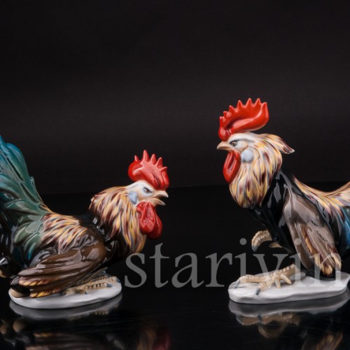 Статуэтка птиц из фарфора Петух с поднятой лапой, Rosenthal, Германия, 1953 год.