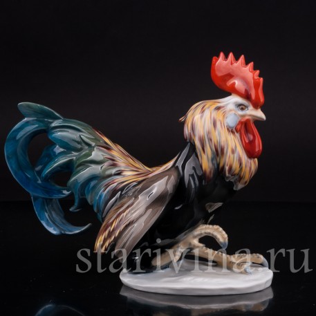 Статуэтка птиц из фарфора Петух с поднятой лапой, Rosenthal, Германия, 1953 год.