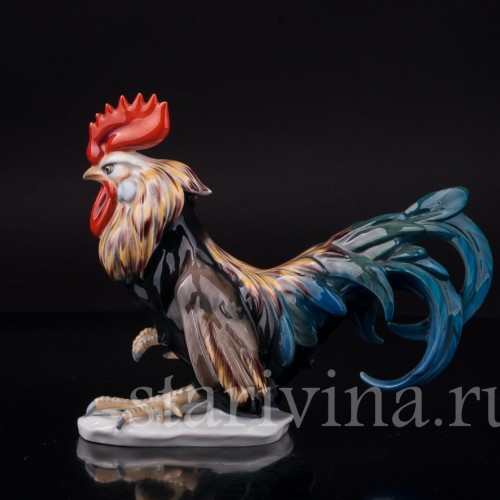 Статуэтка птиц из фарфора Петух с поднятой лапой, Rosenthal, Германия, 1953 год.