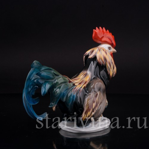 Статуэтка птиц из фарфора Петух с поднятой лапой, Rosenthal, Германия, 1953 год.