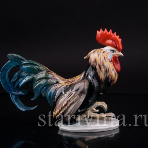 Статуэтка птиц из фарфора Петух с поднятой лапой, Rosenthal, Германия, 1953 год.