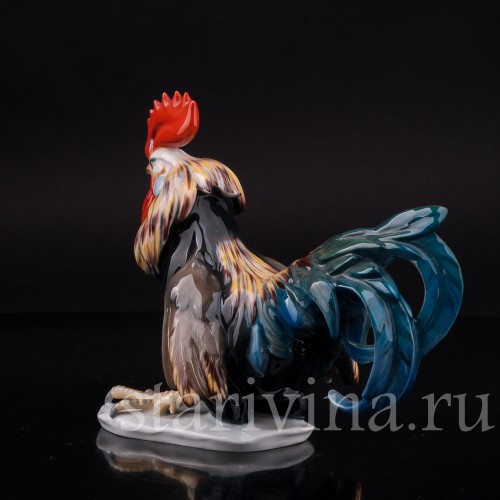 Статуэтка птиц из фарфора Петух с поднятой лапой, Rosenthal, Германия, 1953 год.