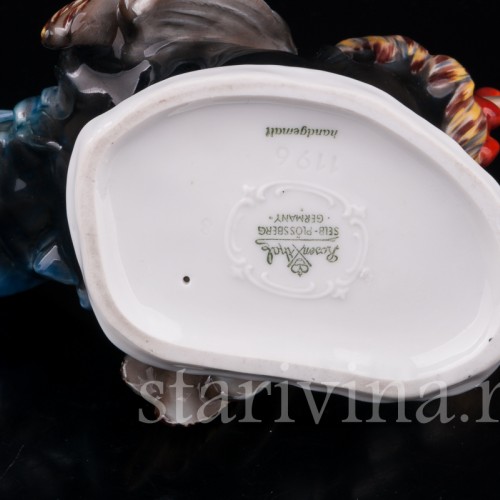 Статуэтка птиц из фарфора Петух с поднятой лапой, Rosenthal, Германия, 1953 год.