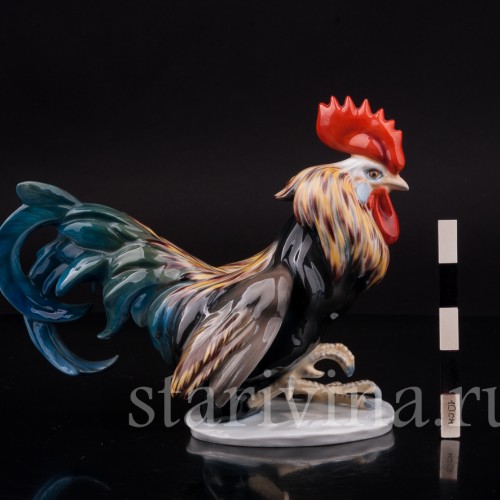 Статуэтка птиц из фарфора Петух с поднятой лапой, Rosenthal, Германия, 1953 год.