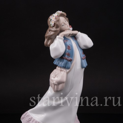 Статуэтка из фарфора Девушка с птичкой, Lladro, Испания, 1997 г.