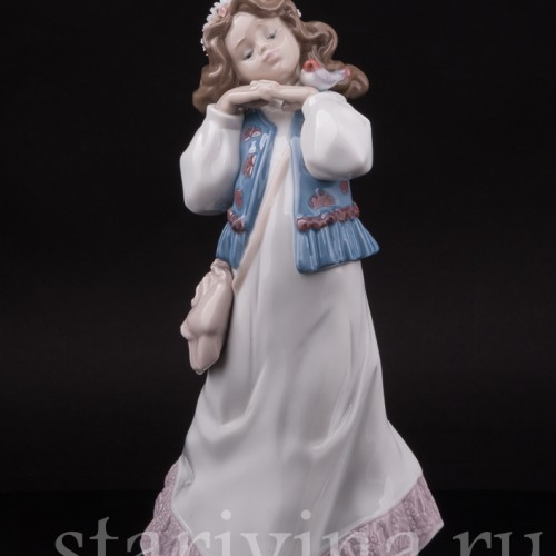 Статуэтка из фарфора Девушка с птичкой, Lladro, Испания, 1997 г.