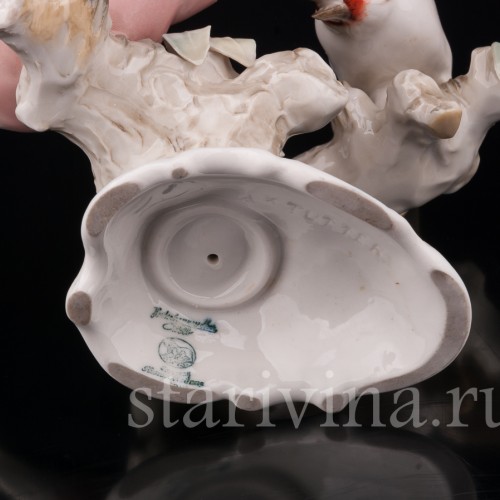 Фарфоровая статуэтка птиц Птичий спор (щегол и снегирь) Hutschenreuther, Германия, 1938-55 гг.