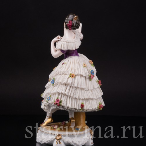 Фарфоровая статуэтка Танцующая девушка, кружевная, Ernst Bohne Sohne, Германия, нач. 20 века.