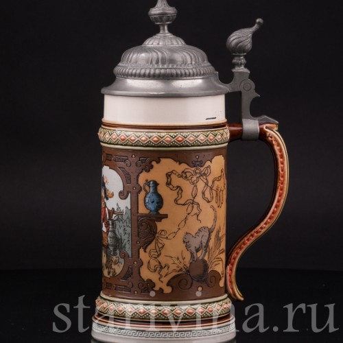 Старинная пивная кружка Ландскнехт с кружкой и кувшином, 1/2 л, Villeroy & Boch, Германия, 1928 г.