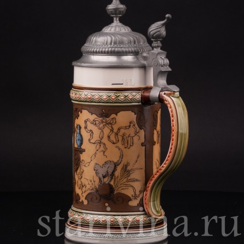Старинная пивная кружка Ландскнехт с кружкой и кувшином, 1/2 л, Villeroy & Boch, Германия, 1928 г.