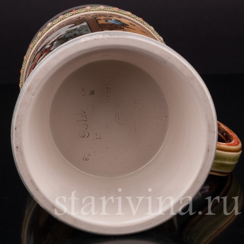 Старинная пивная кружка Ландскнехт с кружкой и кувшином, 1/2 л, Villeroy & Boch, Германия, 1928 г.
