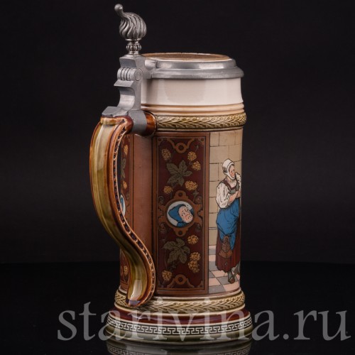 Старинная пивная кружка Воришка, 1/2 л, Villeroy & Boch, Германия, 1900 г.