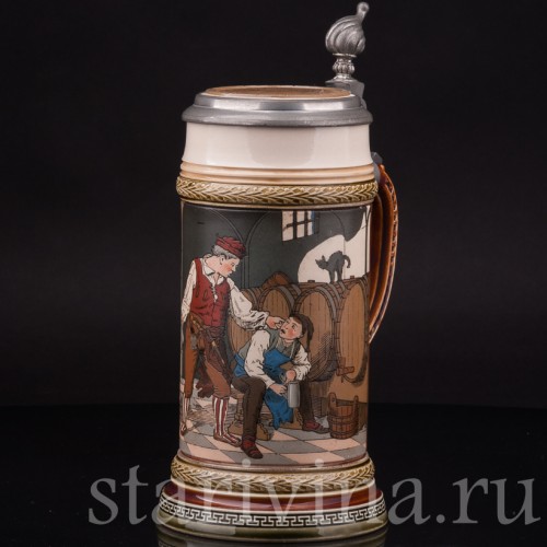 Старинная пивная кружка Воришка, 1/2 л, Villeroy & Boch, Германия, 1900 г.