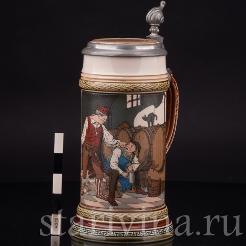 Старинная пивная кружка Воришка, 1/2 л, Villeroy & Boch, Германия, 1900 г.