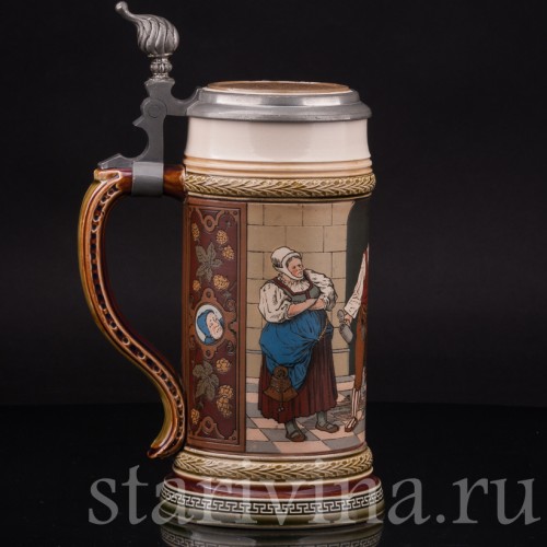 Старинная пивная кружка Воришка, 1/2 л, Villeroy & Boch, Германия, 1900 г.