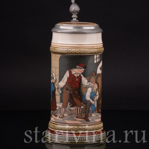 Старинная пивная кружка Воришка, 1/2 л, Villeroy & Boch, Германия, 1900 г.