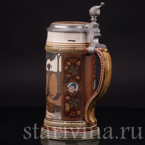 Старинная пивная кружка Воришка, 1/2 л, Villeroy & Boch, Германия, 1900 г.