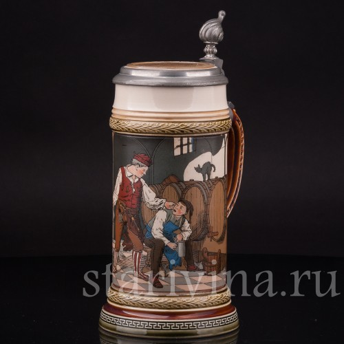 Старинная пивная кружка Воришка, 1/2 л, Villeroy & Boch, Германия, 1900 г.