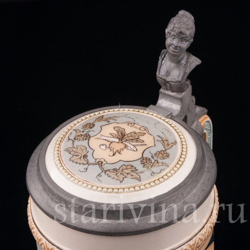 Старинная пивная кружка Игроки в кости, 1/2 л, Villeroy & Boch, Германия, 1899 г.