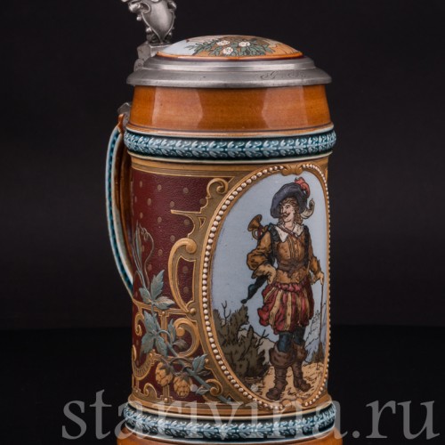 Старинная пивная кружка Трубач из Зекингена, 1/2 л, Villeroy & Boch, Германия, 1892 г.