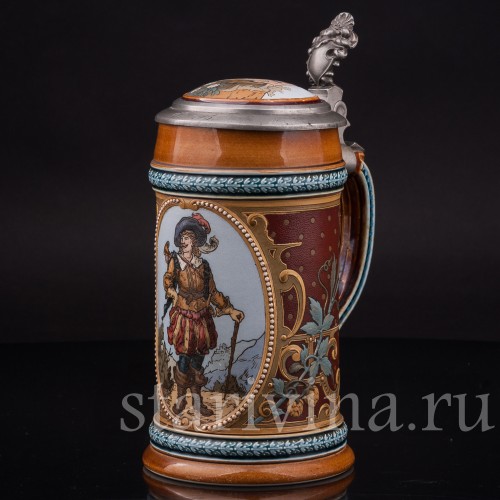 Старинная пивная кружка Трубач из Зекингена, 1/2 л, Villeroy & Boch, Германия, 1892 г.