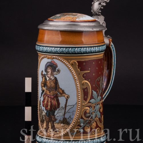 Старинная пивная кружка Трубач из Зекингена, 1/2 л, Villeroy & Boch, Германия, 1892 г.