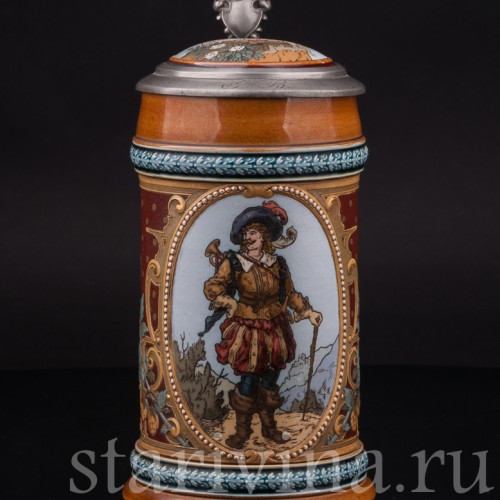 Старинная пивная кружка Трубач из Зекингена, 1/2 л, Villeroy & Boch, Германия, 1892 г.