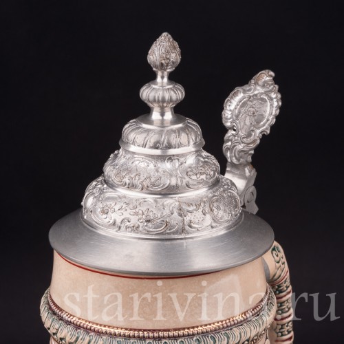 Антикварная пивная кружка Вход в гавань Линдау, 1л, Diesinger, Германия, кон. 19 - нач. 20 вв.