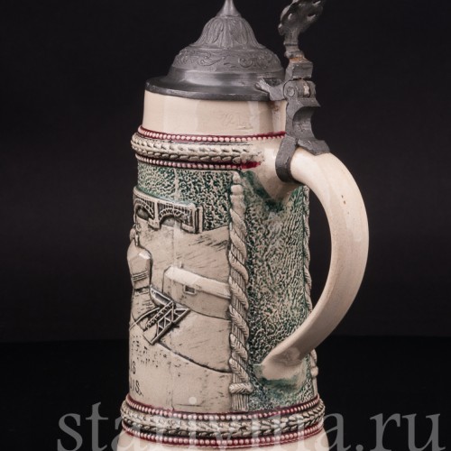 Старинная сувенирная кружка Мост Идс, сувенир из Сент-Луис, 1/2 л, Diesinger, Германия, 1904 г.