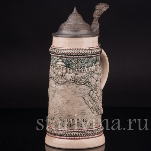 Старинная сувенирная кружка Фонтаны Сент-Луис, Всемирная ярмарка 1904 г, 1/2 л, Diesinger, Германия, 1904 г.