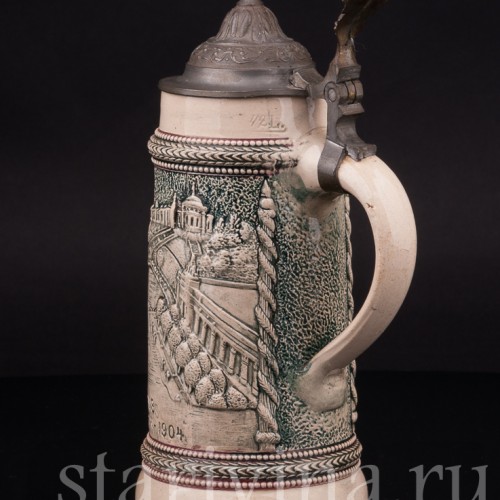 Старинная сувенирная кружка Фонтаны Сент-Луис, Всемирная ярмарка 1904 г, 1/2 л, Diesinger, Германия, 1904 г.