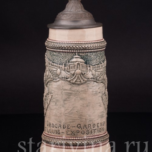 Старинная сувенирная кружка Фонтаны Сент-Луис, Всемирная ярмарка 1904 г, 1/2 л, Diesinger, Германия, 1904 г.