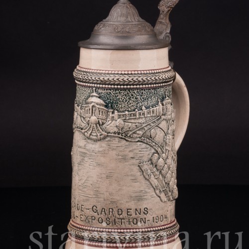 Старинная сувенирная кружка Фонтаны Сент-Луис, Всемирная ярмарка 1904 г, 1/2 л, Diesinger, Германия, 1904 г.