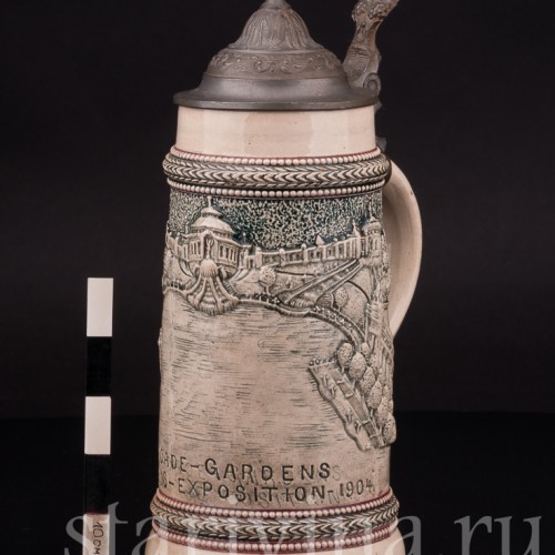 Старинная сувенирная кружка Фонтаны Сент-Луис, Всемирная ярмарка 1904 г, 1/2 л, Diesinger, Германия, 1904 г.