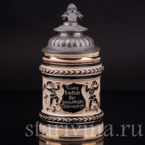 Старинная пивная кружка Пляшущие гномы, 1/4 л, Diesinger, Германия, кон. 19 - нач. 20 вв.