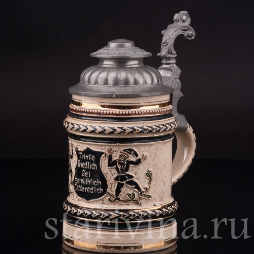 Старинная пивная кружка Пляшущие гномы, 1/4 л, Diesinger, Германия, кон. 19 - нач. 20 вв.