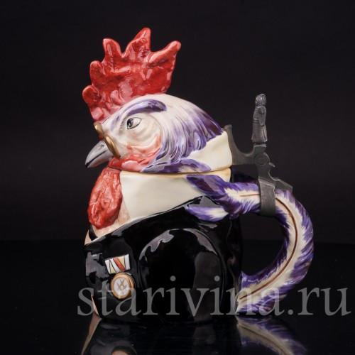 Фарфоровая пивная кружка Петух-джентльмен, 1/2 л, Von Schierholz, Германия, 20 в.