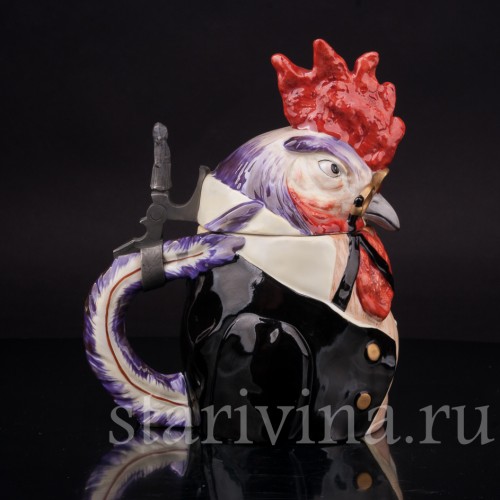 Фарфоровая пивная кружка Петух-джентльмен, 1/2 л, Von Schierholz, Германия, 20 в.