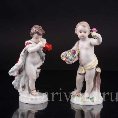 Статуэтка путти из фарфора Аллегория зимы, Meissen, Германия, сер. 19 - нач. 20 вв.