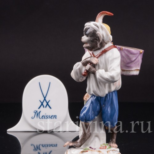 Фарфоровая статуэтка Обезьяна с барабанами, Meissen, Германия, 1951 г.