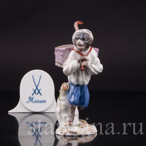Фарфоровая статуэтка Обезьяна с барабанами, Meissen, Германия, 1951 г.